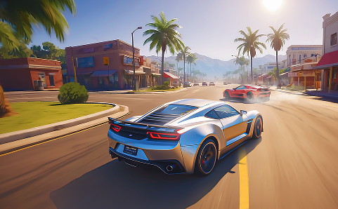 Sports car in a city